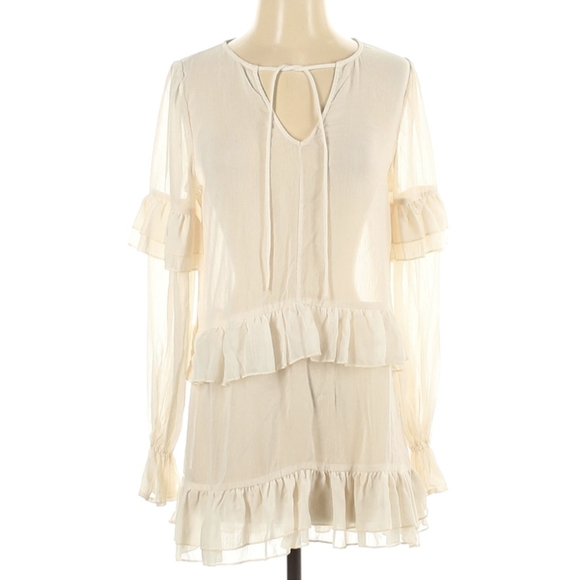 Tularosa Darla Ruffle Sheer Mini Dress Cloud Cream - Picture 4 of 9